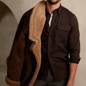 Banana Republic Heritage Flannel Shirt - Dark Brown - Size M